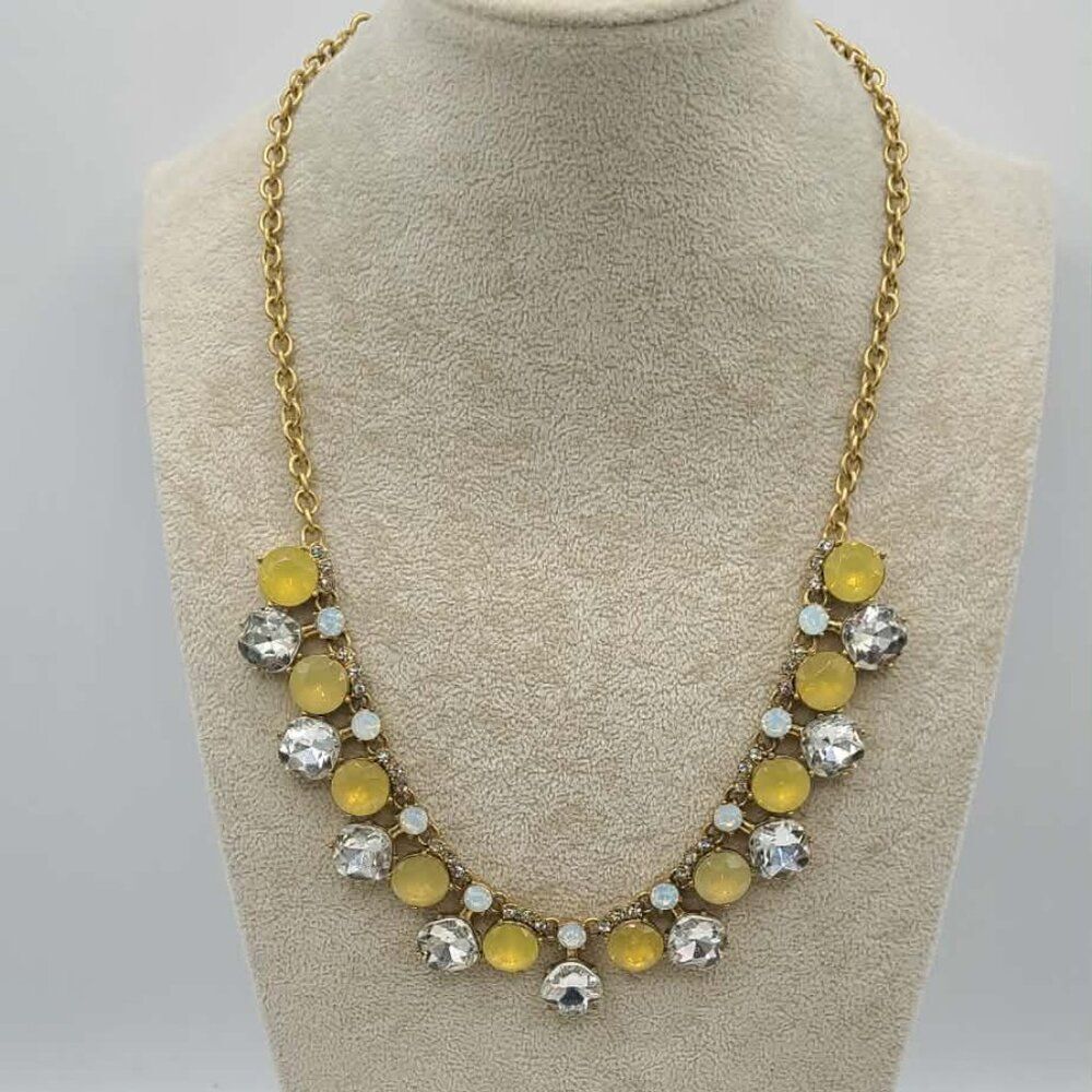 J Crew Factory Gold Tone Clear & Gold Crystal Necklace NWT!